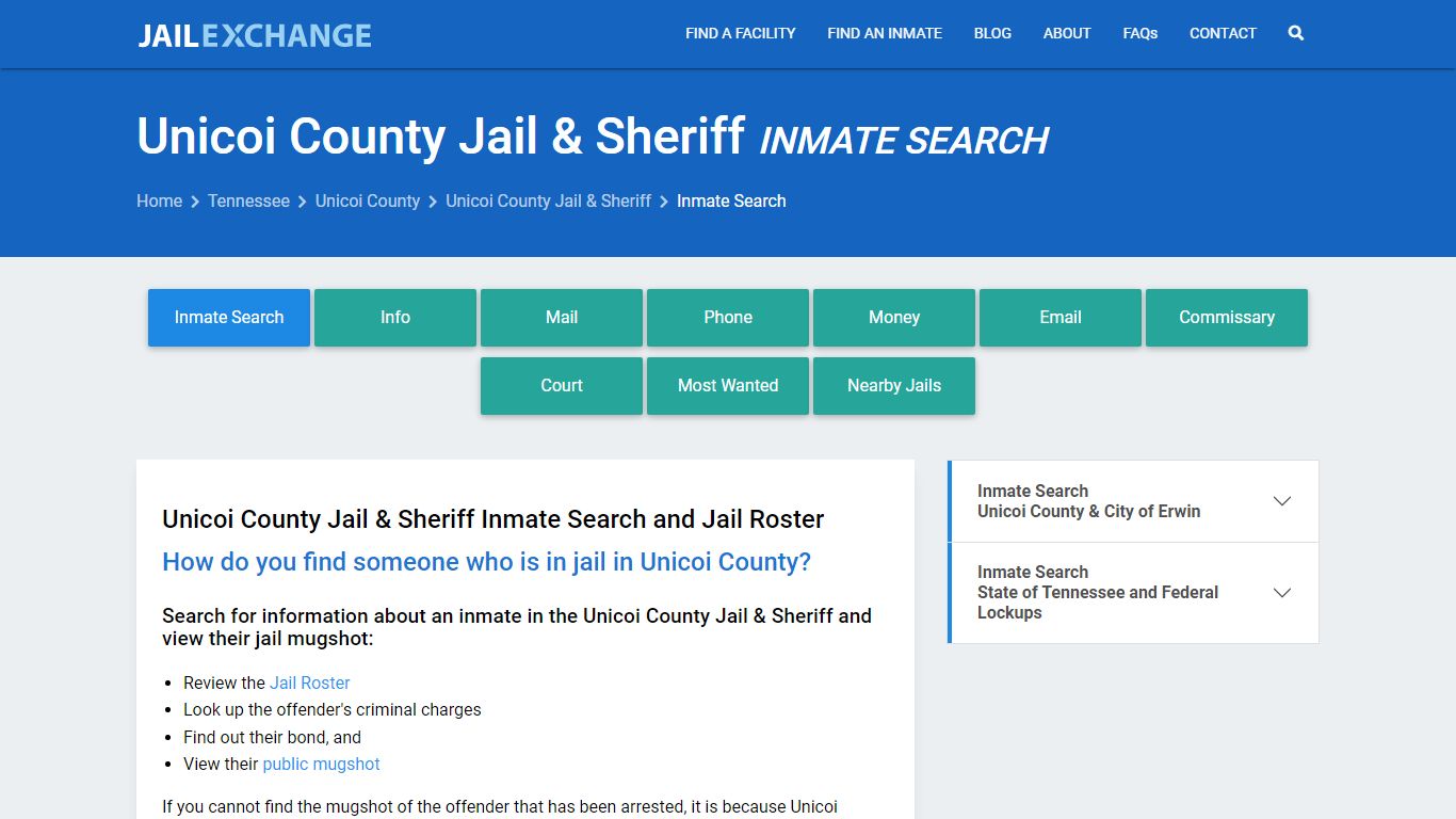 Unicoi County Jail & Sheriff Inmate Search - Jail Exchange